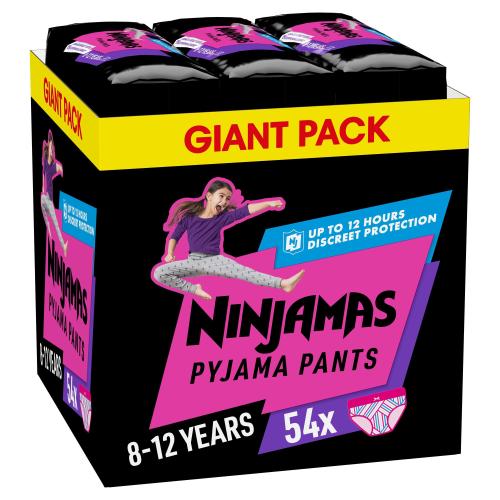 Ninjamas Pyjama Pants Girl 8-12 Years (27-43kg) Monthly Pack Πάνες Βρακάκι Νυκτός για Κορίτσια από 8-12 Ετών 54 Τεμάχια