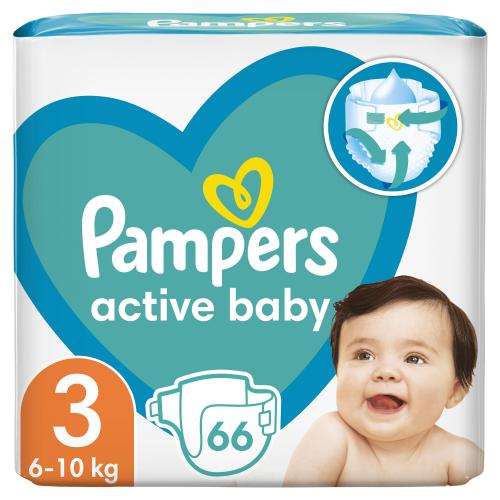 Pampers Active Baby Πάνες Maxi Pack No3 (6-10 kg), 66 Πάνες