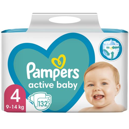 Pampers Active Baby Πάνες Mega Pack No4 (9-14 kg) 132 Πάνες