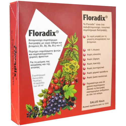 Power Health Floradix Ισχυρό Συμπλήρωμα Διατροφής που Μειώνει Το Αίσθημα Της Κόπωσης & Τονώνει τον Οργανισμό 10 x 20ml