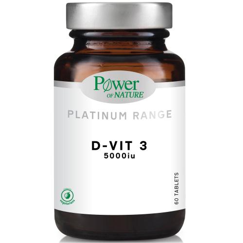 Power Health Platinum Range D-Vit 3 5000iu Συμπλήρωμα Διατροφής για την Καλή Υγεία των Οστών, των Δοντιών και των Μυών 60tabs