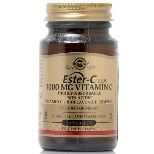 Solgar Ester-C 1000mg Συμπλήρωμα Διατροφής με μη Όξινη Μορφή Βιταμίνης C 30tabs