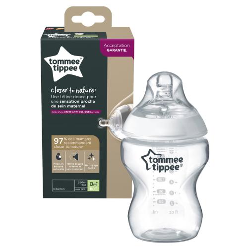 Tommee Tippee Closer to Nature Baby Bottle 0m+ Κωδ 42250089 Μπιμπερό Πολυπροπυλενίου Αργής Ροής με Θηλή Σιλικόνης Κατά των Κολικών 260ml