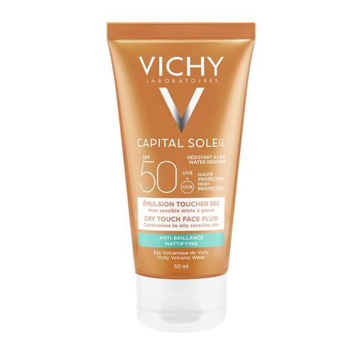 Vichy Capital Soleil Emulsion Dry Touch Spf50 Αντηλιακή Λεπτόρρευστη Κρέμα Προσώπου Υψηλής Προστασίας & για Ματ Αποτέλεσμα 50ml