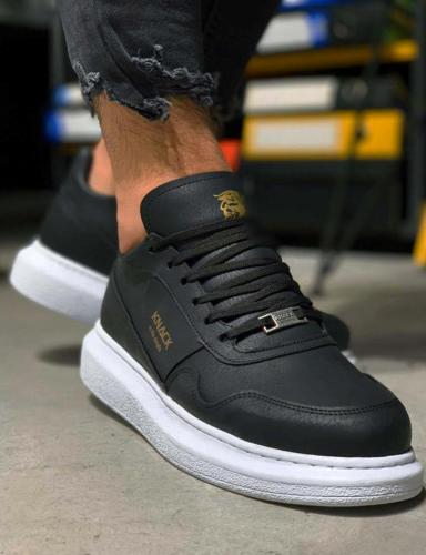 Ανδρικά μαύρα Sneakers με κορδόνια 0382020