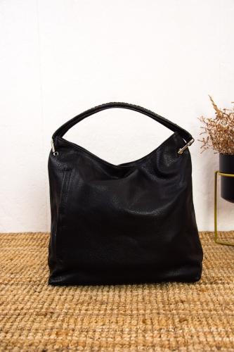 Γυναικεία μαύρη μονόχρωμη τσάντα ώμου CK5632B