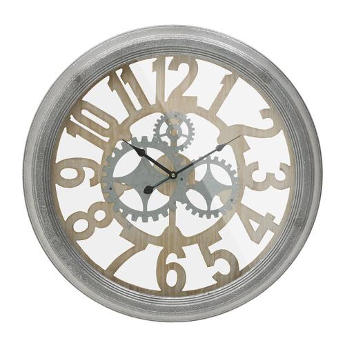 Ρολόι Τοίχου Μεταλλικό-Ξύλινο Γκρι-Μπεζ inart 62εκ. 3-20-773-0373 (Υλικό: Ξύλο, Χρώμα: Γκρι) - inart - 3-20-773-0373