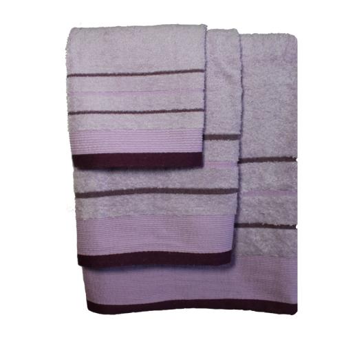 Σετ πετσέτες 3τμχ Βαμβακερές Raya Lilac-Purple 24home (Ύφασμα: Βαμβάκι 100%, Χρώμα: Λιλά, Μέγεθος: Σετ) - 24home.gr - raya-lilac-purple