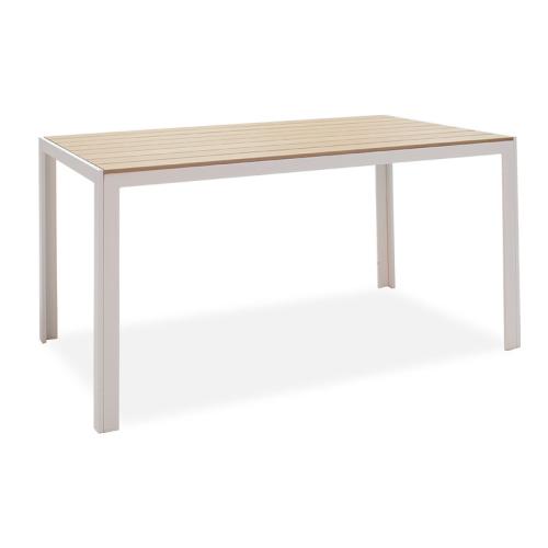 Τραπέζι Nares pakoworld αλουμίνιο λευκό-polywood φυσικό 140x80x72.5εκ - PAKO WORLD - 152-000004