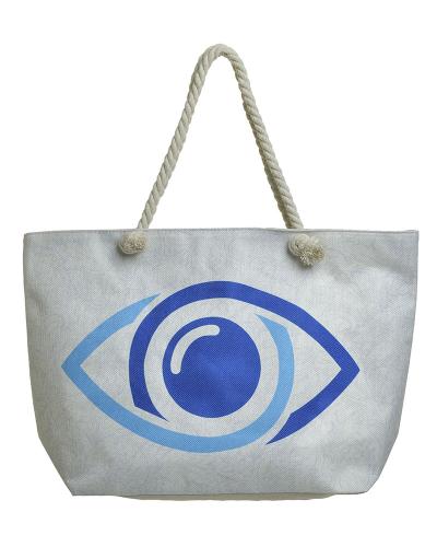 Τσάντα Θαλάσσης Υφασμάτινη Μάτι Λευκή-Μπλε ble 5-42-151-0202 (Χρώμα: Λευκό) - ble - 5-42-151-0202