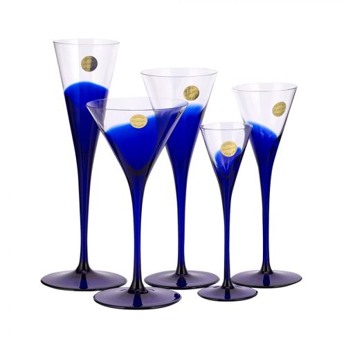 Ποτήρι Κρύσταλλο Βοημίας Σετ 6τμχ Κρασιού 150ml WM Collection N2657 (Υλικό: Κρύσταλλο, Χρώμα: Μπλε, Μέγεθος: Κολωνάτο) - WM COLLECTION - N2657-150ml