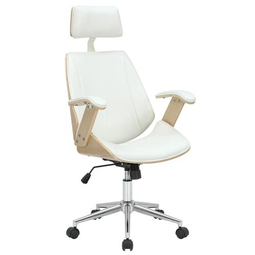 Καρέκλα γραφείου διευθυντή Fern pakoworld PU λευκό-ξύλο φυσικό - PAKO WORLD - 106-000026