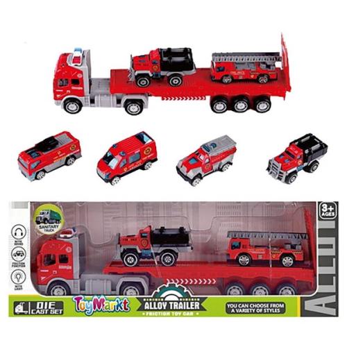 Νταλίκα Πυροσβεστικής Μεταλλική Τριβής Friction Με 2 Οχήματα Σε Κουτί 30x5x11εκ. Toy Markt 70-2248 - Toy Markt - 70-2248