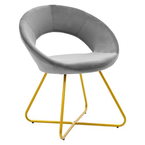 Καρέκλα Valentina pakoworld βελούδο γκρι-χρυσό πόδι (Σετ 2 Τεμάχια) - PAKO WORLD - 029-000135