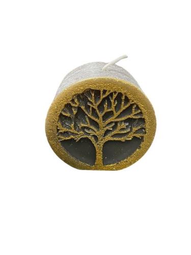 Κερί Αρωματικό Σόγιας Δέντρο Ζωής Γκρι-Χρυσό 7x4,5x7εκ. 24113 (Χρώμα: Γκρι) - 24home.gr - 24113