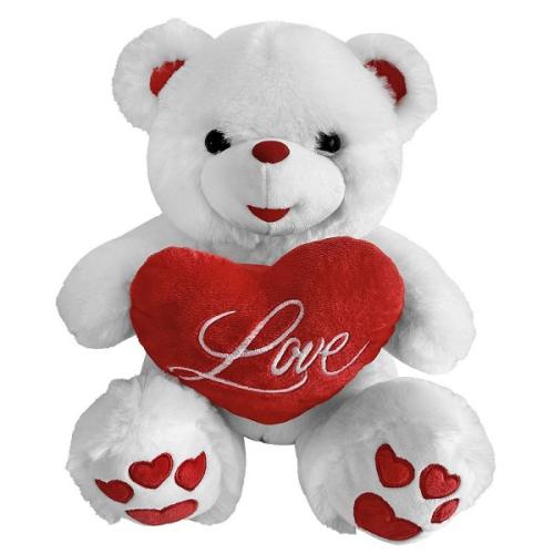 Λούτρινο Αρκουδάκι Με Καρδιά Love White 30εκ. Toy Markt 79-486 (Χρώμα: Λευκό) - Toy Markt - 79-486
