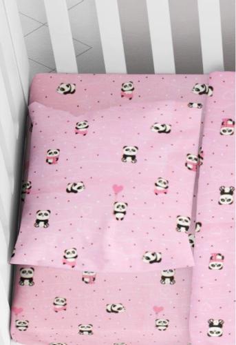 Μαξιλαροθήκη Φάκελος Βαμβακερή Bebe 35x45εκ. Panda 111 Pink Dimcol (Ύφασμα: Βαμβάκι 100%, Χρώμα: Ροζ) - DimCol - 1915817715811179