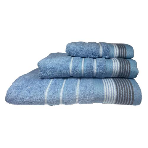 Σετ πετσέτες 3τμχ Βαμβακερές Bella Blue 24home (Ύφασμα: Βαμβάκι 100%, Χρώμα: Μπλε, Μέγεθος: Σετ) - 24home.gr - 24-bella-blue