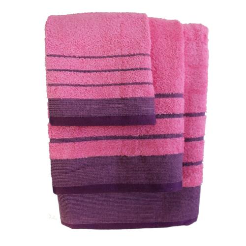 Σετ πετσέτες 3τμχ Βαμβακερές Raya Pink-Purple 24home (Ύφασμα: Βαμβάκι 100%, Χρώμα: Ροζ, Μέγεθος: Σετ) - 24home.gr - raya-pink-purple