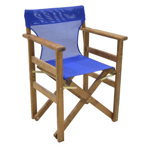 Καρέκλα-πολυθρόνα σκηνοθέτη Retto pakoworld μασίφ ξύλο οξιάς καρυδί-πανί μπλε (Σετ 2 Τεμάχια) - PAKO WORLD - 237-000024