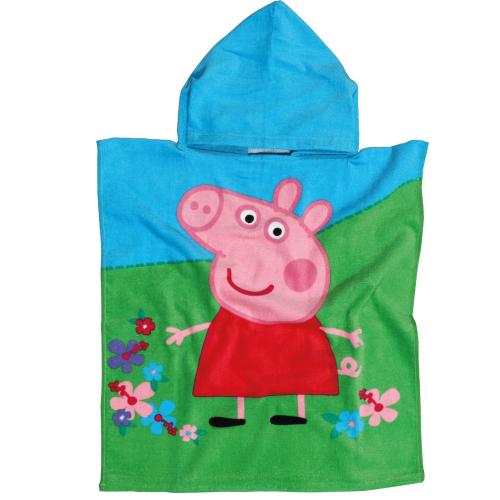 Πόντσο Βαμβακερό 50x115εκ. Peppa Pig Cartoon 5869 Γαλάζιο-Πράσινο-Ροζ Disney (Ύφασμα: Βαμβάκι 100%, Χρώμα: Ροζ) - CARTOON KIDS - 420708505869