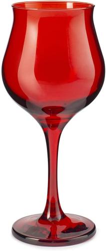 Ποτήρι Κρασιού Σετ 6τμχ Γυάλινα Κόκκινα Wavy Pasabahce 305ml PB44025800 (Υλικό: Γυαλί, Χρώμα: Κόκκινο, Μέγεθος: Κολωνάτο) - Pasabahce - PB44025800