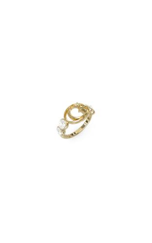 GUESS STEEL RIVOLI JUBR03359JWYG-No.54 Χρυσό Δαχτυλίδι Με Λογότυπο Και Πέτρες