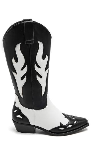 Γυναικείες western boots με σχέδια, μαύρο