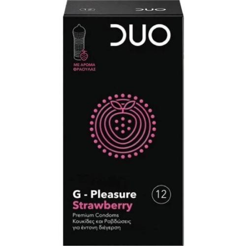 DUO G-Pleasure Προφυλακτικά Με Άρωμα Φράουλα 12 Τεμάχια