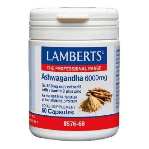 LAMBERTS Ashwagandha 6000mg Συμπλήρωμα Διατροφή Ασβαγκάντα για Ενίσχυση του Ανοσοποιητικού 60 caps