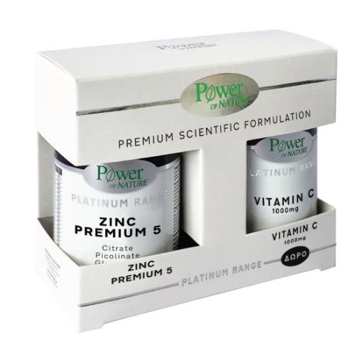 POWER HEALTH Platinum Range Zinc Premium 5 30 Κάψουλες & Vitamin C 1000mg 20 Κάψουλες