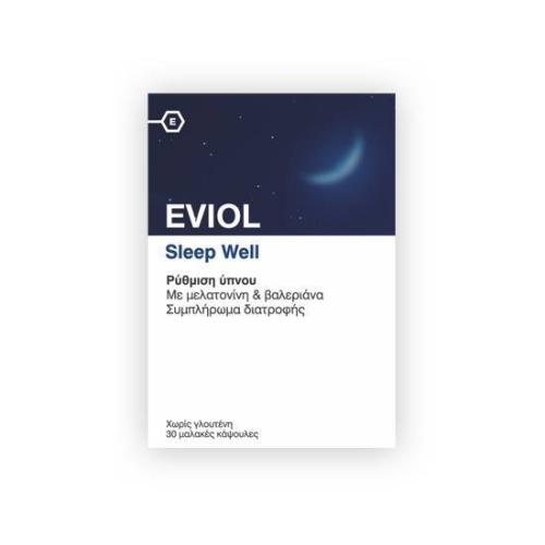 EVIOL Sleep Well Φόρμουλα με βαλεριάνα & μελατονίνη για την αντιμετώπιση της Αϋπνίας 30caps