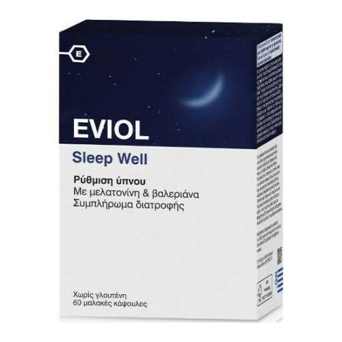 EVIOL Sleep Well Φόρμουλα με βαλεριάνα & μελατονίνη για την αντιμετώπιση της Αϋπνίας 60caps