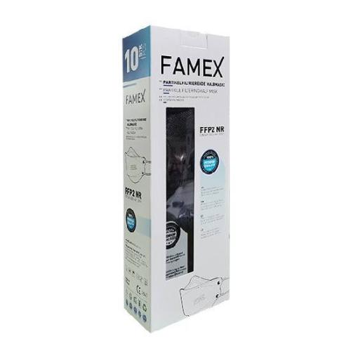 FAMEX Μάσκα Προστασίας Fish Style FFP2 Υψηλής Προστασίας Μαύρο 10τεμάχια