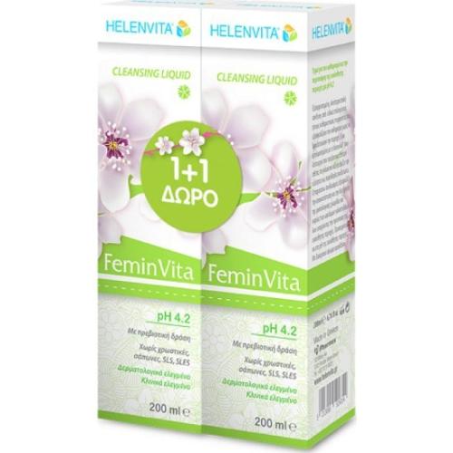 HELENVITA FeminVita Cleansing Liquid pH 4.2 Υγρό Καθαρισμού για την Ευαίσθητη Περιοχή 2 x 200ml