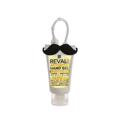 INTERMED Reval Hand Gel Lemon Moustache White Case Άμεση Αντιβακτηριδιακή Προστασία Χωρίς τη Χρήση Νερού 30ml