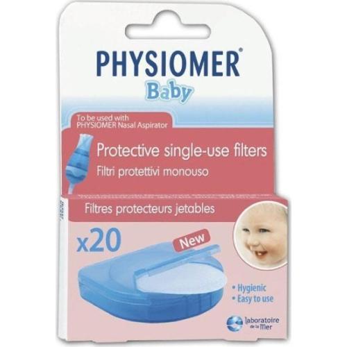 PHYSIOMER Baby Protective Single Use Filters Ανταλλακτικά Ρινικού Αποφρακτήρα για Βρέφη και Παιδιά 20τεμάχια