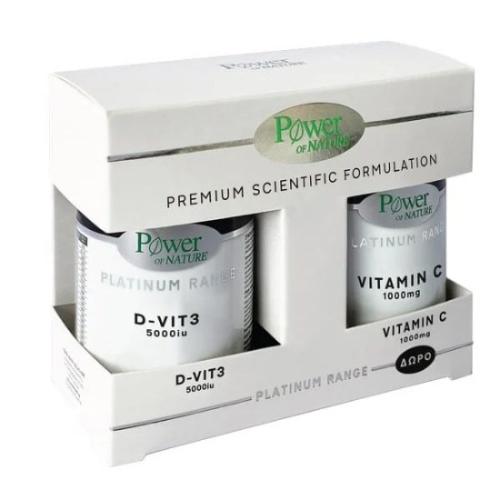 POWER HEALTH Platinum Range Vitamin D-Vit3 5000iu 60 Ταμπλέτες & Vitamin C 1000mg 20 Ταμπλέτες