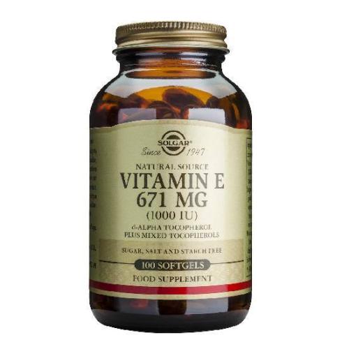 SOLGAR Natural Source Vitamin E 671mg (1000 IU) 100 Softgels