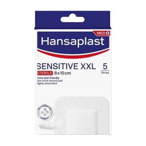 HANSAPLAST Sensitive XXL Sterile Αποστειρωμένα Επιθέματα για Μεγαλύτερες Πληγές & Μετεγχειρητικά Τραύματα 8cm x 10cm 5 Τεμάχια