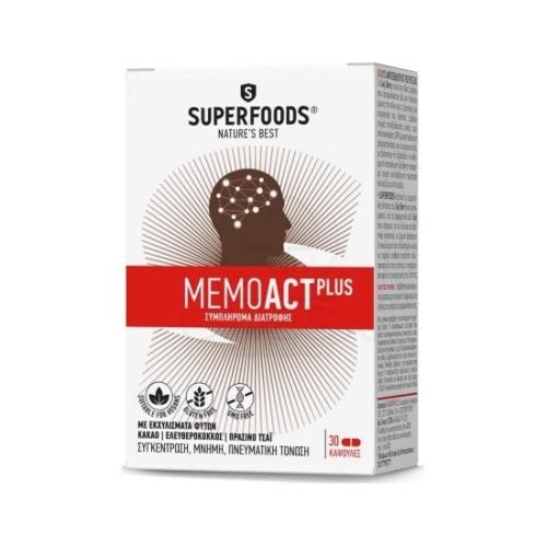 SUPERFOODS MemoAct Plus Συμπλήρωμα για την Μνήμη 30 κάψουλες