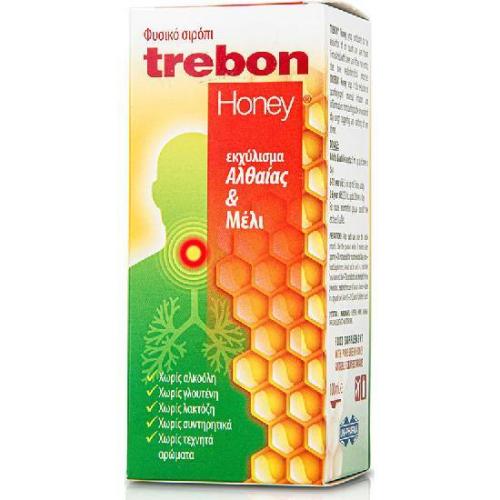 UNI-PHARMA Trebon Honey Σιρόπι με Μέλι & Αλθαία για Ξηρό και Παραγωγικό Βήχα χωρίς Γλουτένη 100ml