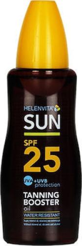 HELENVITA Sun Tanning Booster Oil Spf25 Αδιάβροχο Αντηλιακό Λάδι Μεσαίας Προστασίας 200ml