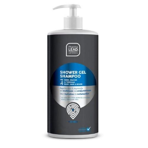 PHARMALEAD Men Shampoo Shower Gel 3in1 για Άνδρες για Μαλλιά, Πρόσωπο & Σώμα, Γενειάδα 1lt