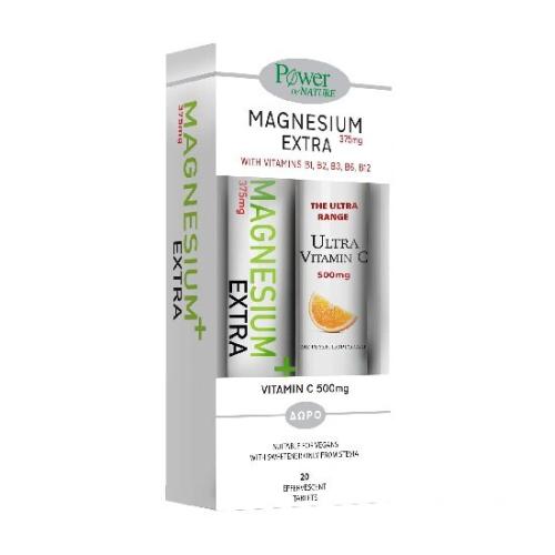 POWER HEALTH Magnesium Extra 375mg & Vitamin C 500mg 20 Αναβράζοντα Δισκία