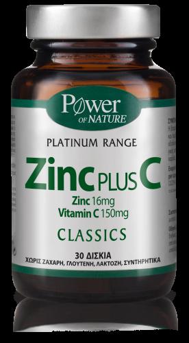 POWER HEALTH Platinum Zinc 15mg Plus Vitamin C 150mg 30 Ταμπλέτες