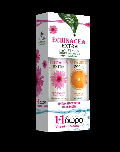 POWER HEALTH Promo Echinacea Extra με Stevia 24 eff.tabs & ΔΩΡΟ Vitamin C 500mg 20 eff.tabs