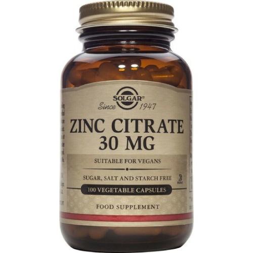 SOLGAR Zinc Citrate 30mg 100 Φυτικές Κάψουλες