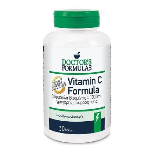 DOCTOR'S FORMULAS Vitamin C Formula Fast Action Συμπλήρωμα Διατροφής Βιταμίνης C 1000mg Γρήγορης Απορρόφησης 30 δισκία