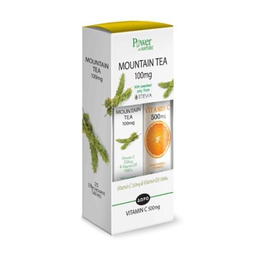 POWER HEALTH Mountain Tea 100mg-Vitamin C 250mg-Vitamin D3 1000iu & Vitamin C 500mg 2x20 Αναβράζοντα Δισκία